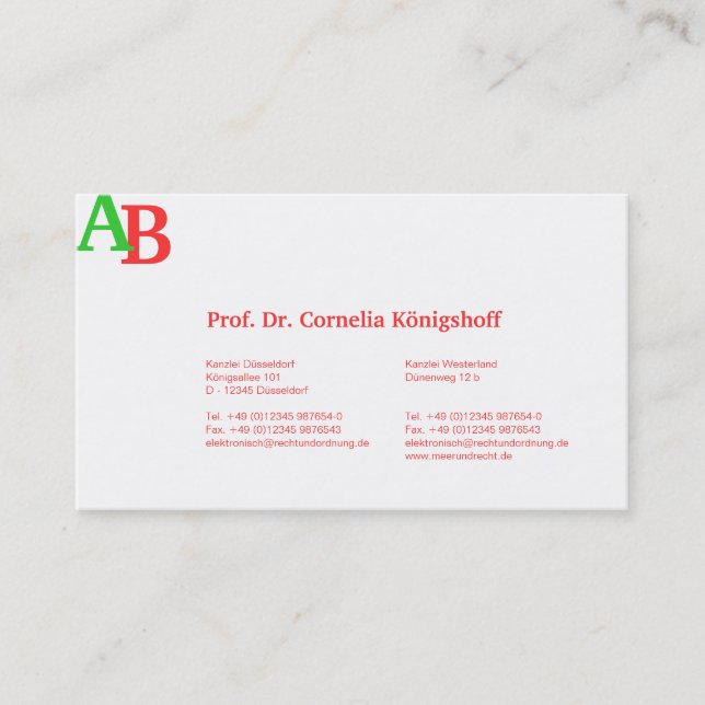 Cartes de visite monogramme (Devant)