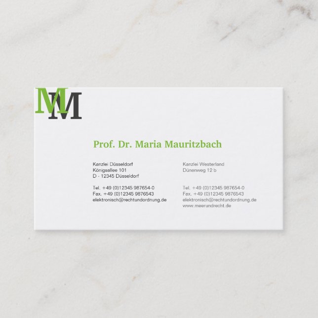 Cartes de visite monogramme (Devant)