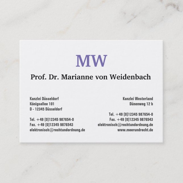 Cartes de visite monogramme (Devant)