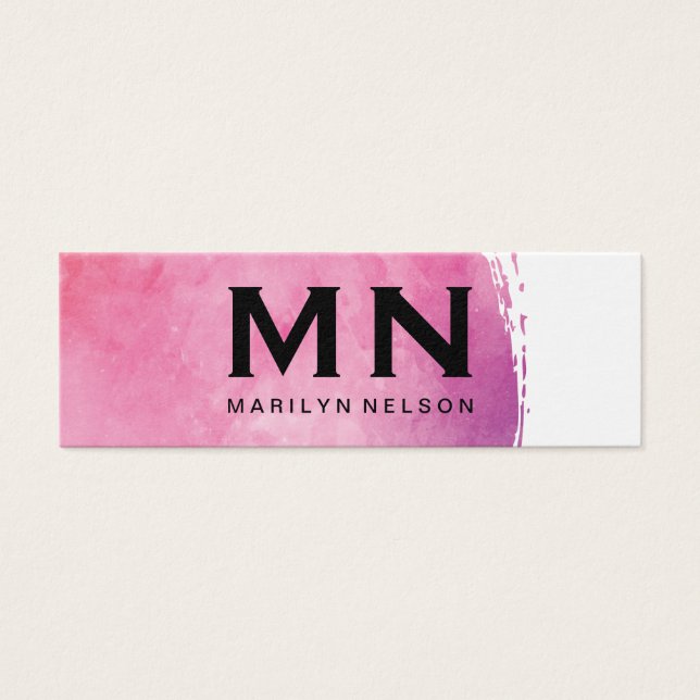 Cartes De Visite Monogramme couleur eau rose (Devant)