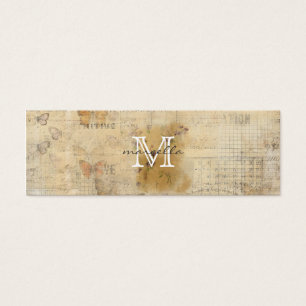 Cartes De Visite Monogramme d'arrière - plan de collage de papillo