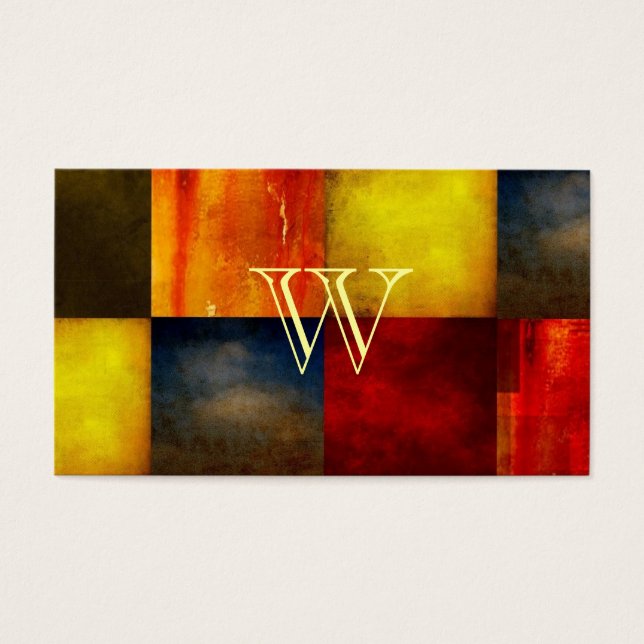 Cartes De Visite Monogramme de bloc de grunge (Devant)