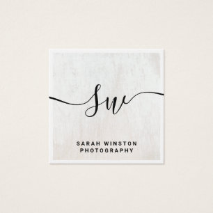 Cartes De Visite Monogramme de signature en bois blanc