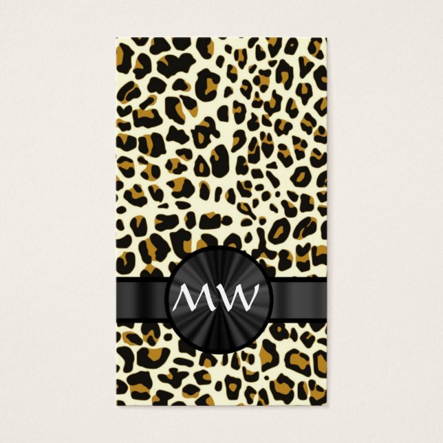 Cartes De Visite Monogramme et empreinte de léopard (Devant)