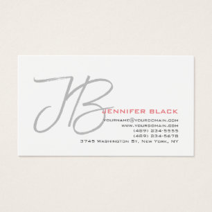 Cartes De Visite Monogramme Gris Blanc Clou Calligraphie Script