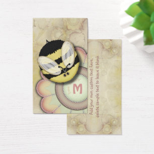 Cartes De Visite Monogramme personnalisé heureux d'abeille