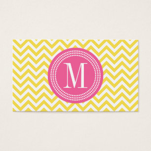 Cartes De Visite Monogramme personnalisé par zigzag jaune de