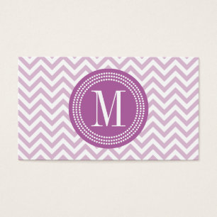 Cartes De Visite Monogramme personnalisé par zigzag lilas de