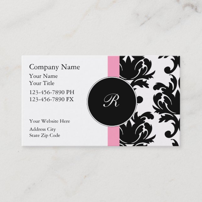 Cartes de visite monogramme pour dames (Devant)