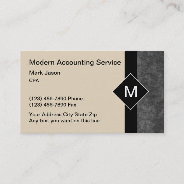 Cartes de visite monogramme pour services de compt (Devant)