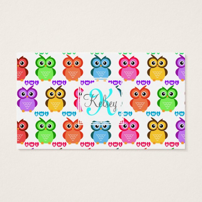 Cartes De Visite Monogramme propre coloré (Dos)