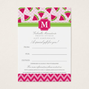 Cartes De Visite Monogramme rose mignon de Chevron de pois de