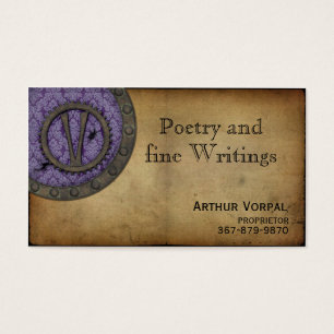 Cartes De Visite Monogramme vintage V pourpre de Steampunk