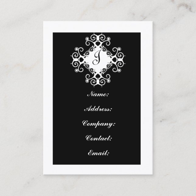 Cartes de visite Monogrammes noirs et blancs perso (Devant)