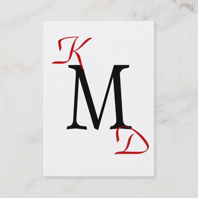 Cartes de visite Monogrammes noirs et rouges perso (Devant)
