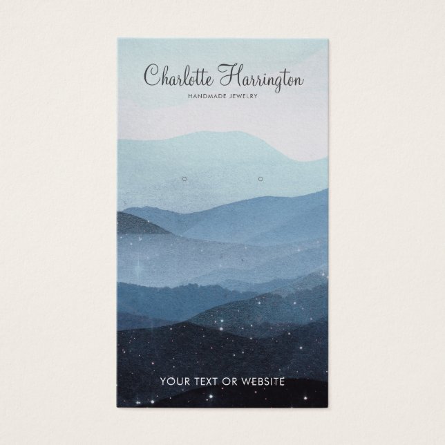 Cartes De Visite Montagnes douces Bijoux bleu (Devant)