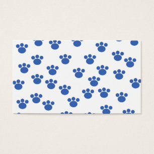 Cartes De Visite Motif animal d'empreinte de patte. Bleu et blanc