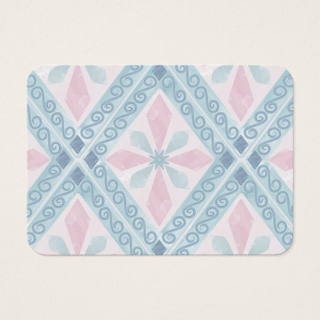 Cartes De Visite motif bleu en forme de diamant (Devant)