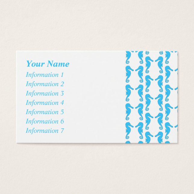 Cartes De Visite Motif Blue Seahorse (Devant)