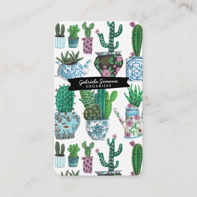 Cartes de visite motif Cactus Succulente (Devant)