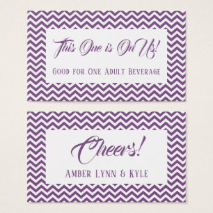Cartes De Visite Motif Chevron Blanc sur Billets de Boisson Violett
