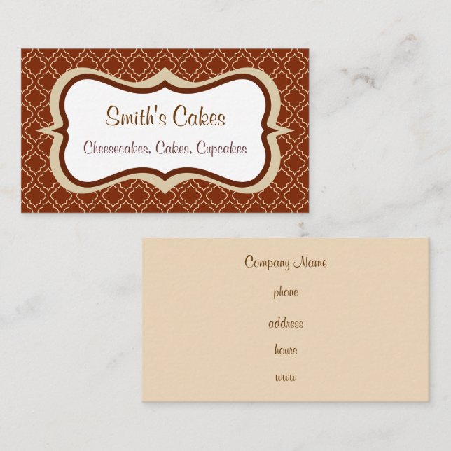 Cartes de visite motif chocolat (Devant / Derrière)