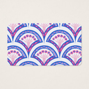 Cartes De Visite motif damassé floral bleu