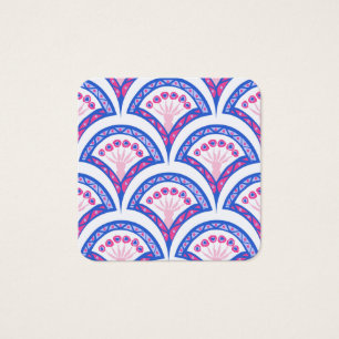 Cartes De Visite motif damassé floral bleu