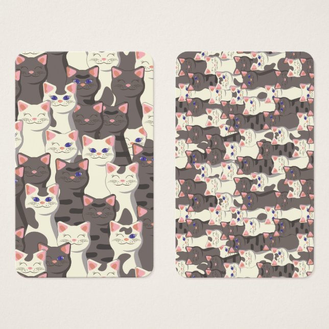 Cartes De Visite Motif de chats blancs et gris (Devant & derrière)