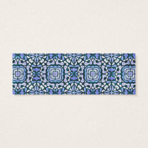 Cartes De Visite Motif de décoration complexe bleu et blanc Damask
