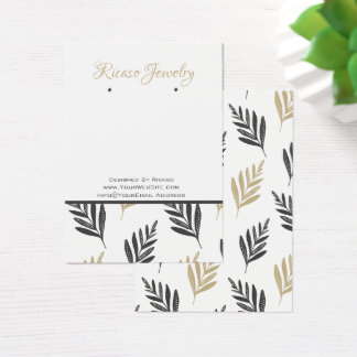 Cartes De Visite Motif de feuille d'or gris à oreille Arrière - pla