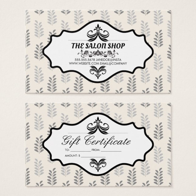 Cartes De Visite Motif de feuille naturel | Cadeau (Devant & derrière)