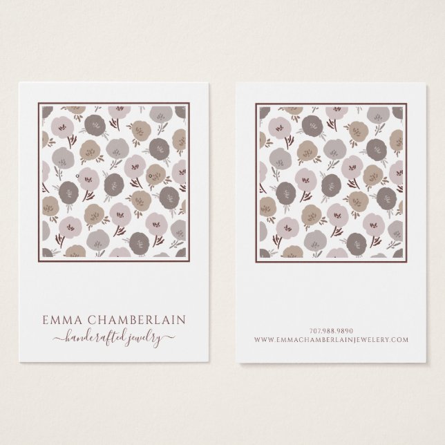 Cartes De Visite Motif de fleurs bouchées (Devant & derrière)