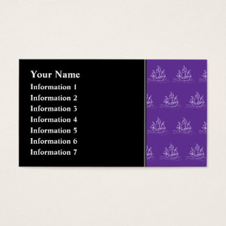 Cartes De Visite Motif de navire pirate violet.