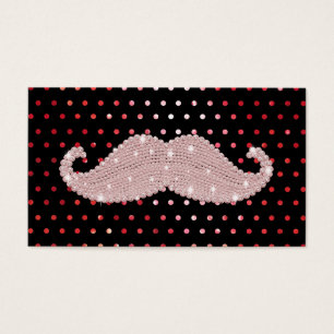 Cartes De Visite Motif de pois rose Girly drôle de moustache de