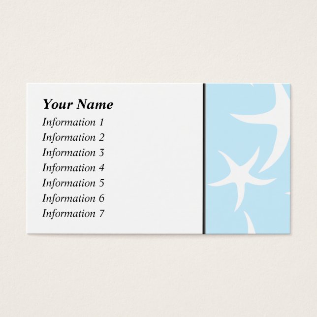 Cartes De Visite Motif de poisson étoilé blanc sur bleu clair. (Devant)