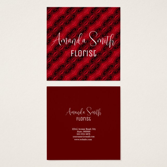 Cartes De Visite motif de roses rouges (Devant & derrière)