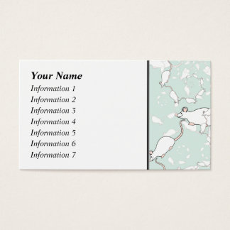 Cartes De Visite Motif de souris blanc mignon. Mice, sur Green.