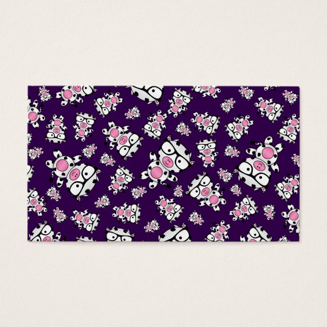 Cartes De Visite Motif de vache nerd pourpre (Devant)