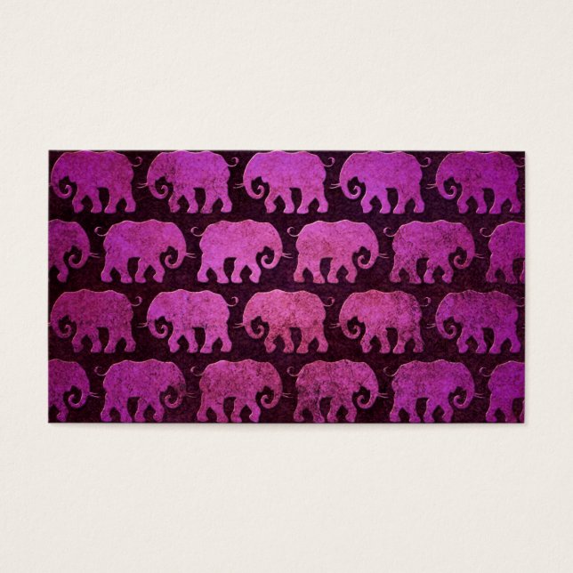 Cartes De Visite Motif Eléphant Porté Silhouettes, violet (Devant)