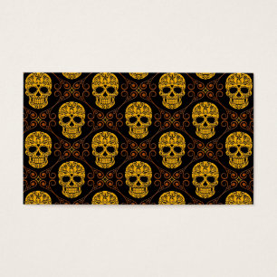 Cartes De Visite Motif jaune et noir de crâne de sucre