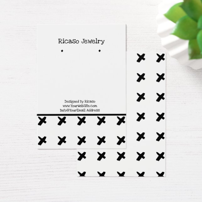 Cartes De Visite Motif moderne Kiss noir blanc Écouter Arrière - pl (Bureau)