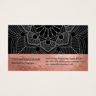 Cartes De Visite Motif rose Gold Foil et Damask