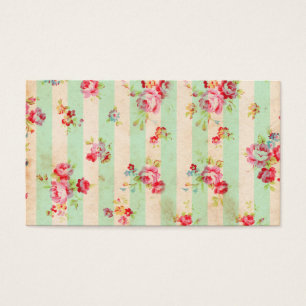 Cartes De Visite Motif rouge Girly chic minable de rayures de roses
