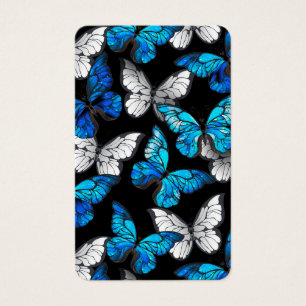 Cartes De Visite Motif sans couture sombre avec Morpho papillons bl