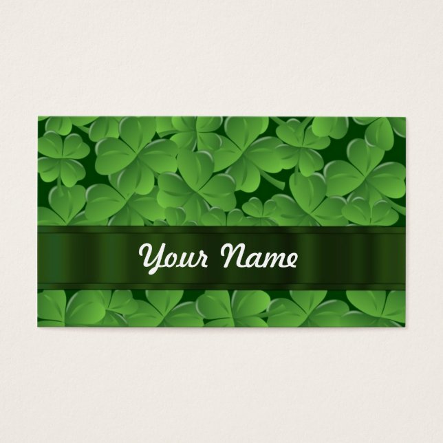 Cartes De Visite Motif shamrock vert (Devant)