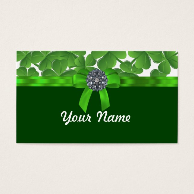 Cartes De Visite Motif shamrock vert Lucky (Devant)