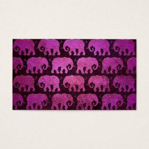 Cartes De Visite Motif usé de silhouettes d'éléphant, pourpre