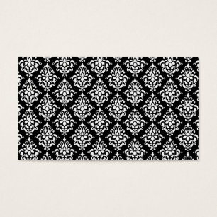 Cartes De Visite Motif vintage blanc noir 1 de damassé