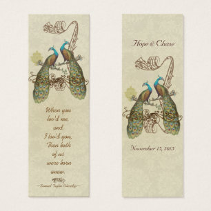 Cartes De Visite Mots-clés Mariages Inséparables Peacock vintage